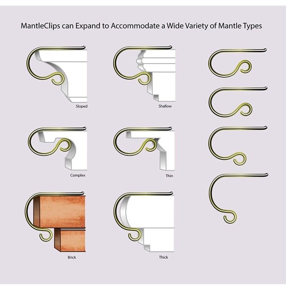 The Original Mantle Clip Set of 4 Stocking Holder Silver Christmas Decoration - Picture 5 of 5